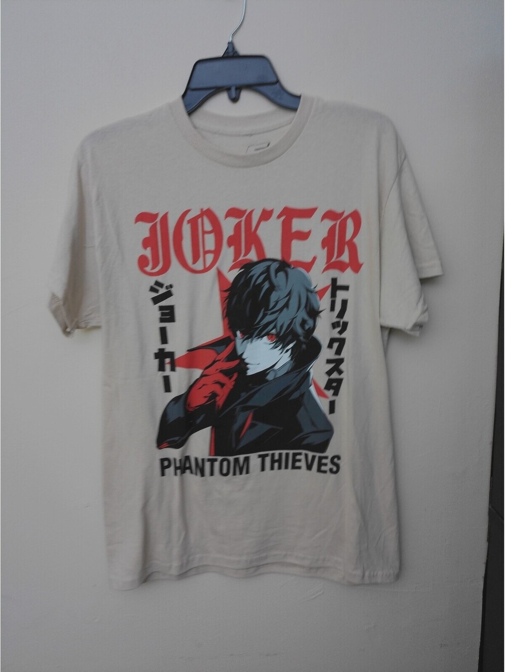 Persona 5 Joker Phantom Thieves Mens T-Shirt Size‎ M Cream Anime Video Game
